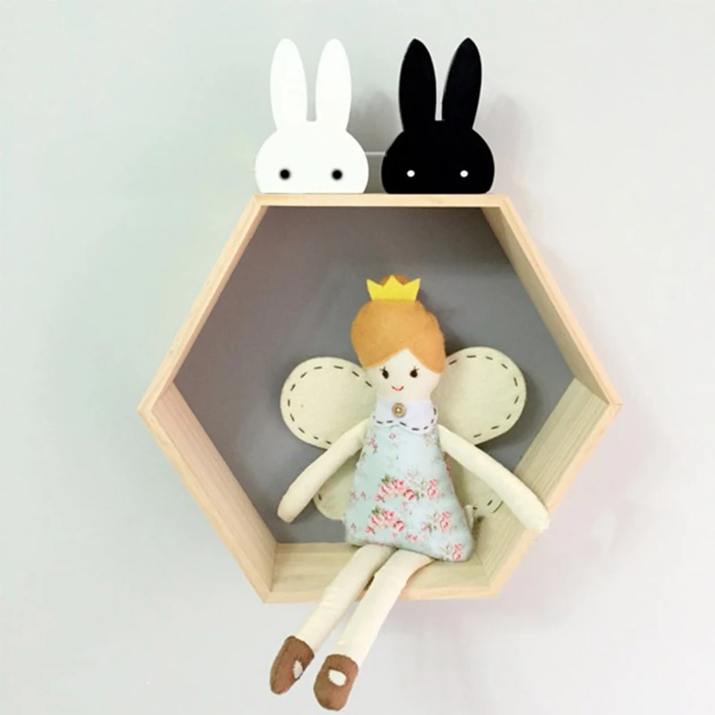 Cute Bunny Wooden Clothes Hooks Kid Room Decoration Rabbit Hook Baby