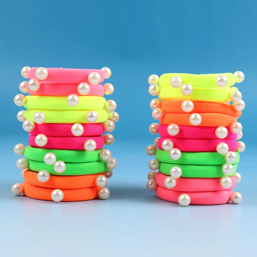 large hair clip 10 PCS/lot Candy Fluorescence Colored Hair Holders High Quality Pearl Rubber Bands Hair Elastics Accessories Girl Women Tie Gum big hair clips