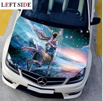 

LEFT SIDE Car Stickers and Decals Engine Hood Star Night Styling Decal Decor Carbon Vinyl Cover Waterproof Aesthete Sagittarius