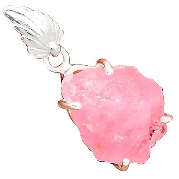 

Lovegem Genuine MORGANITE ROUGH Pendant 925 Sterling Silver, 35mm, AP3971