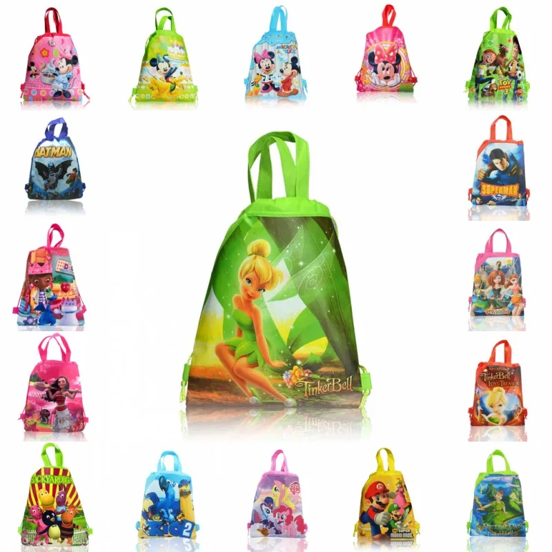 

50pcs Mixed Drawstring Backpacks Bags 34*27CM Cartoon Children Non Woven Fabrics Home Storage School Shopping