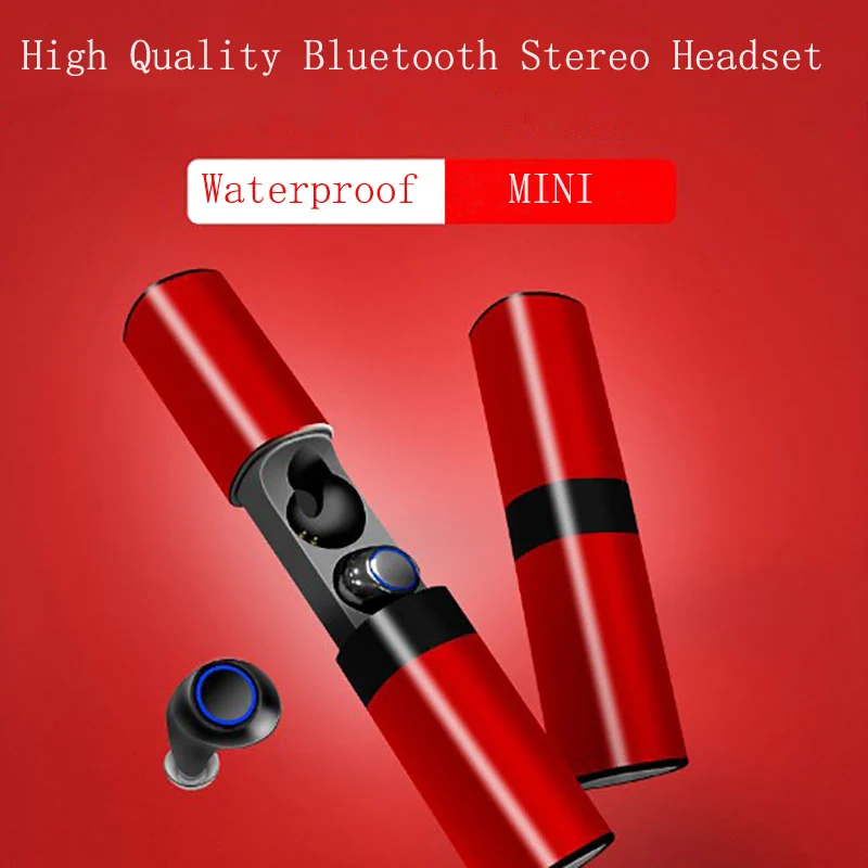 Biaural Smart Bluetooth earphones Stereo Surround Sound Denoise Waterproof Charging Box sport headset Biaural Separation Design