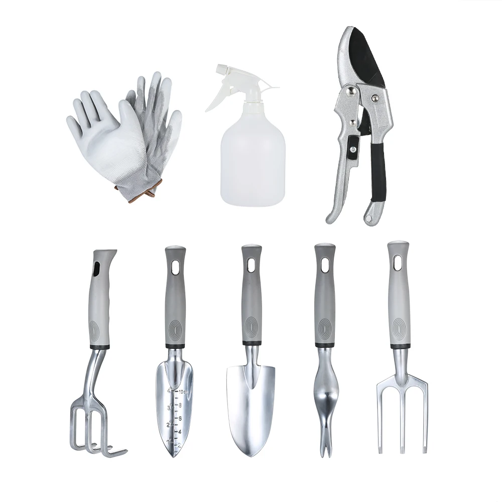 

10PCS/SET Garden Kit Gloves Rake Fork Pickaxe Spade Shovel Knife Water Spray Bottle Garden Tool Set With Bucket Organizer Bag