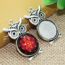 Цинковый сплав Серебряный кулон с совой 10 шт 20 мм Внутренний размер Камея Кабошон База лоток ободок пустой F-020214