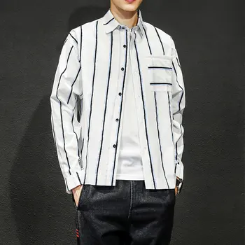 

Striped Shirt Mens Shirts Large Sizes Autumn Men Long Sleeve Shirt Blue Red Comfortable Mens Shirts