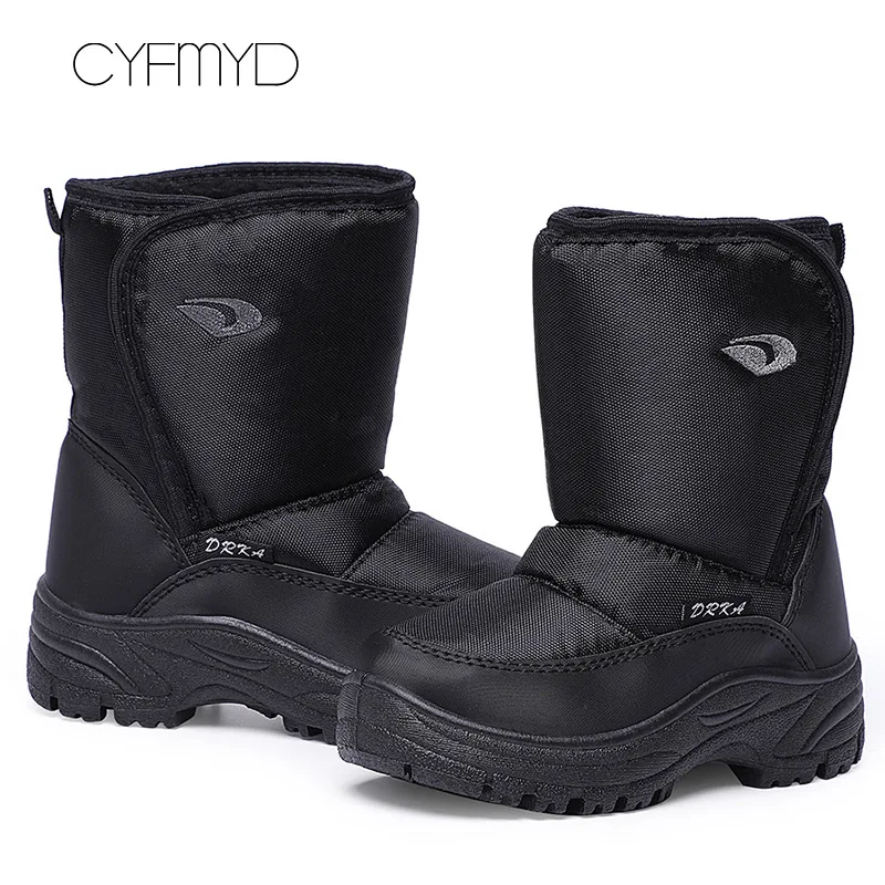 

Men Winter warm shoes Plus size 45-46 Zip Nylon PVC Non slip Ankle boots For male Walking Round Toe Snow Boots men Velvet