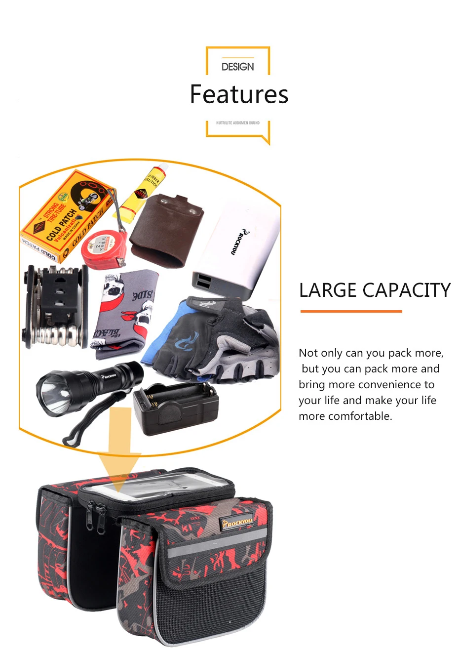 Best Bike Frame Bag with Lid Cycling Trunk Bag Multifunction Double Side for MTB Road Bicycle iphone samsung Holder Pannier Bicicleta 4