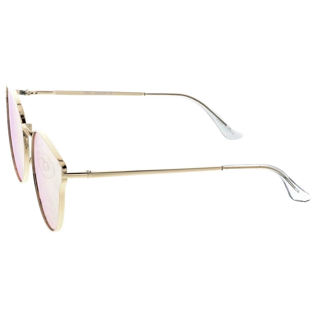 Premium Metal Cat Eye Sunglasse With Slim Arms And Round Colored Mirror Flat Lens 54mm (4)