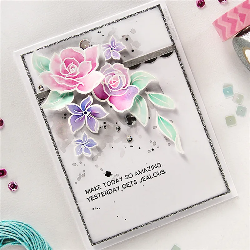 GJCrafts Flower Stamps and Dies for Scrapingbook Album Embossing Paper
