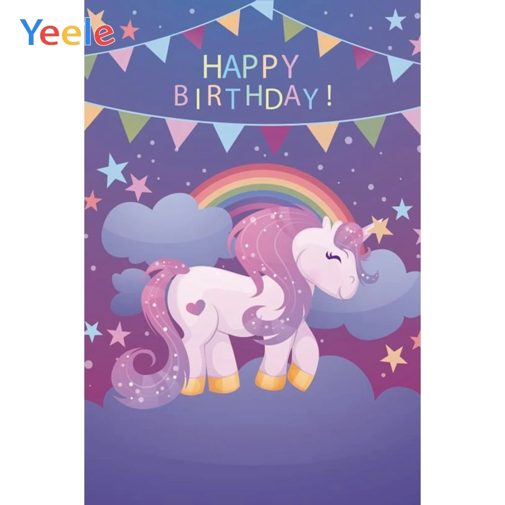 

Yeele Vinyl Purple Unicorn Rainbow Girl Birthday Party Photography Background Princess Photographic Backdrop For Photo Studio