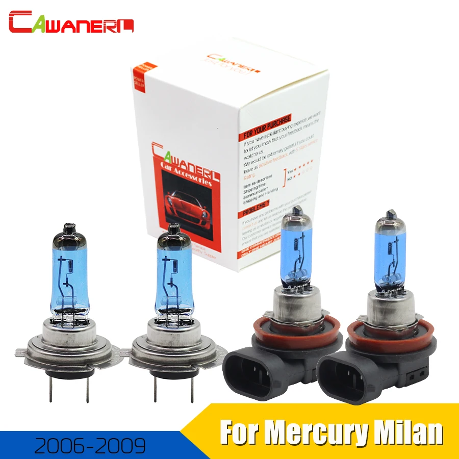 

Cawanerl 2 Pair 100W Car Light Headlight High Beam & Low Beam Halogen Lamp Accessories For Mercury Milan Sedan 2006-2009