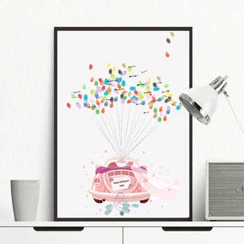 

Custom Canvas Print Wedding Car fingerprints Gift Favors Wedding Decoration Souvenir For Bridal Shower Fingerprint Guestbook