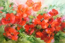 2015 New 3D diamant bricolage broderie fleur rouge Poppies peinture à l’huile abstraite strass motif point de croix aiguille tissu