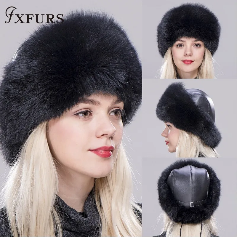 2020 FXFURS женская зимняя шапка из натуральной 100% натуральный мех лисы принцессы