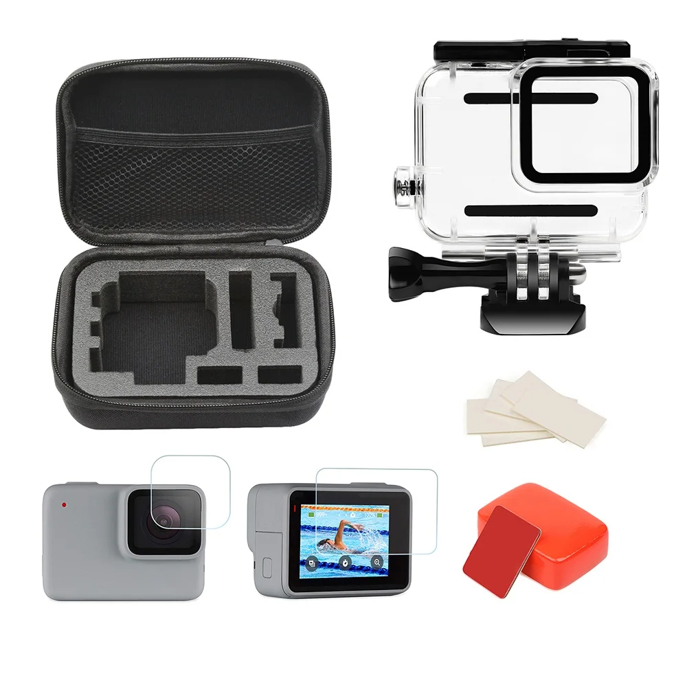 

45M Waterproof Case Accessories Set Mount for GoPro Hero 7 Sliver White Action Camera Housings for Go Pro Hero 7 Accessories