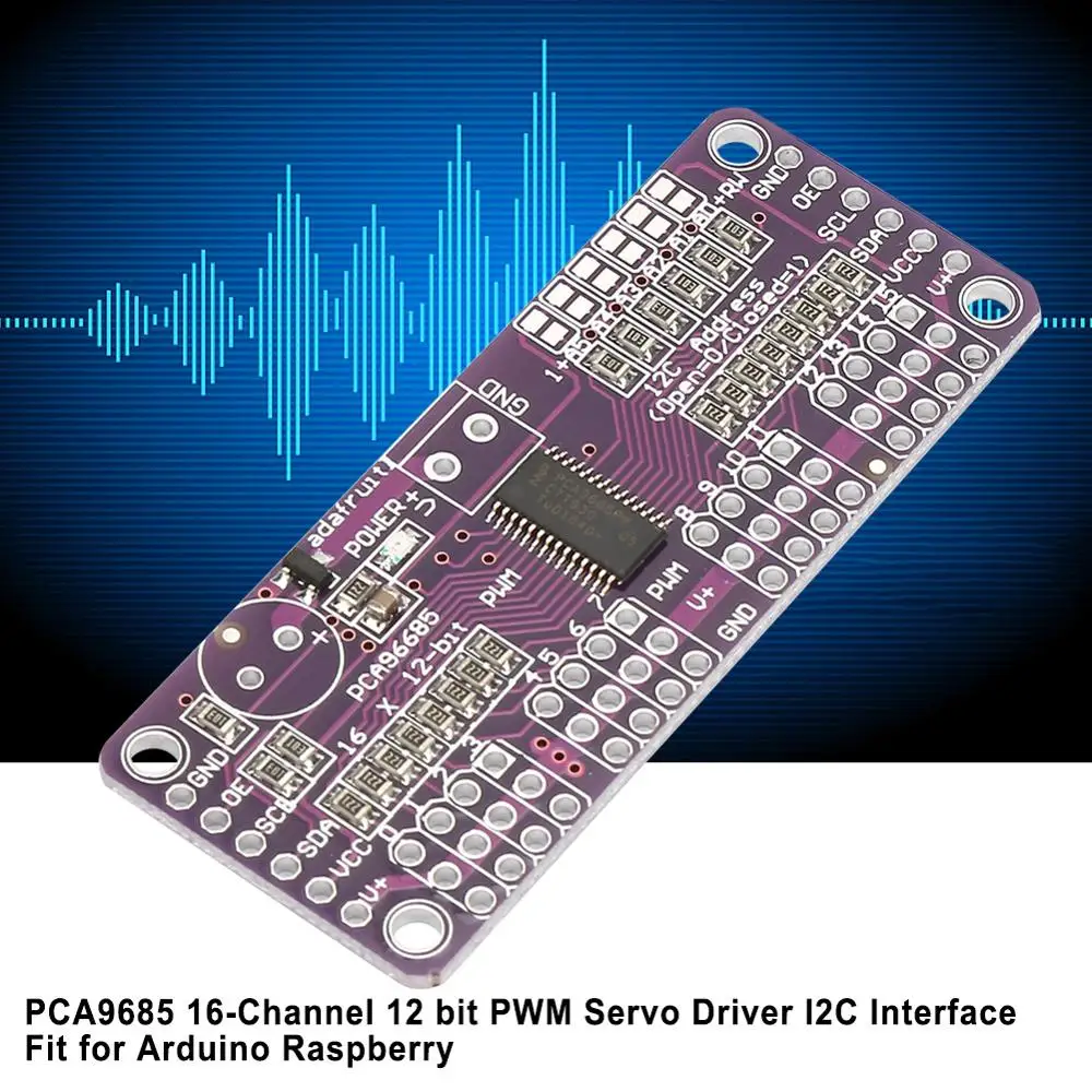 

PCA9685 PWM Controller Servo Driver 16-Channel 12 bit PWM Servo Driver I2C Interface Fit for Arduino Raspberry