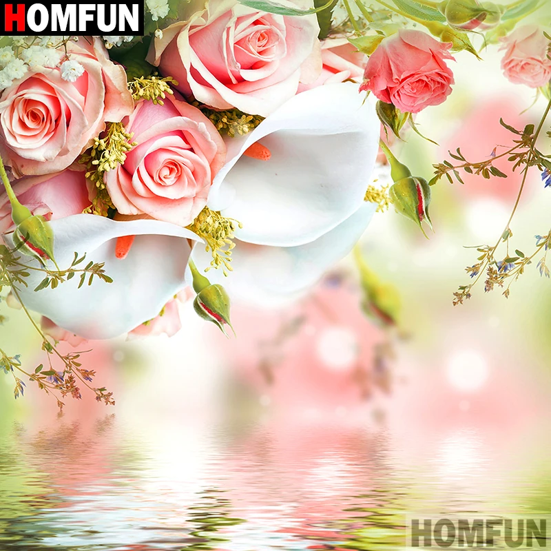 Алмазная 5D картина Homfun A10810 Цветочный пейзаж вышивка крестиком полностью
