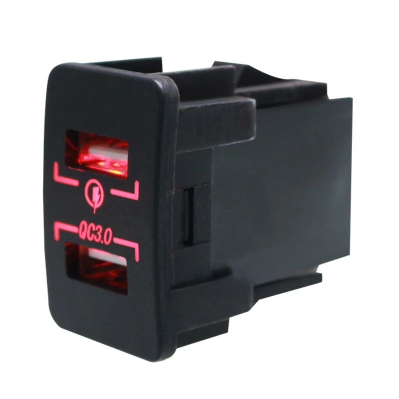 QC 3,0 Автомобильное зарядное устройство для смарт розетка для мобильного телефона двойной USB порт быстрая зарядка светодиодный адаптер питания розетка 2 порта грузовик ATV Лодка - Тип штекера: Red
