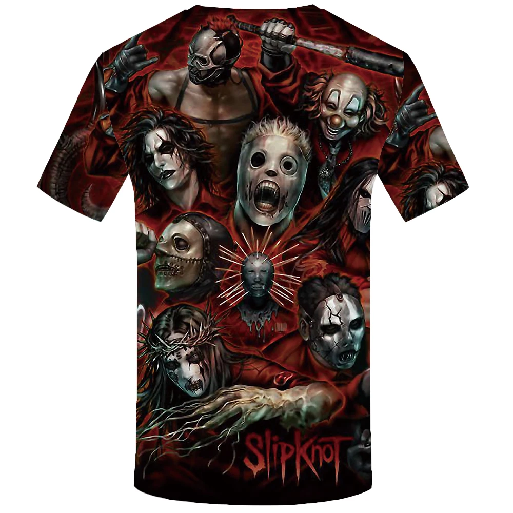 Футболка мужская с объемным принтом KYKU, летняя футболка с 3D-изображением участников группы Slipknot