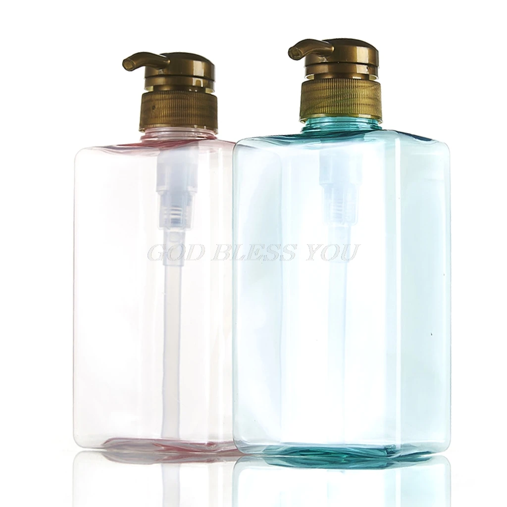 

600ml Portable Soap Rectangular Dispenser Press Type Split Empty Pump Bottle Transparent Candy Color Shampoo Shower Container