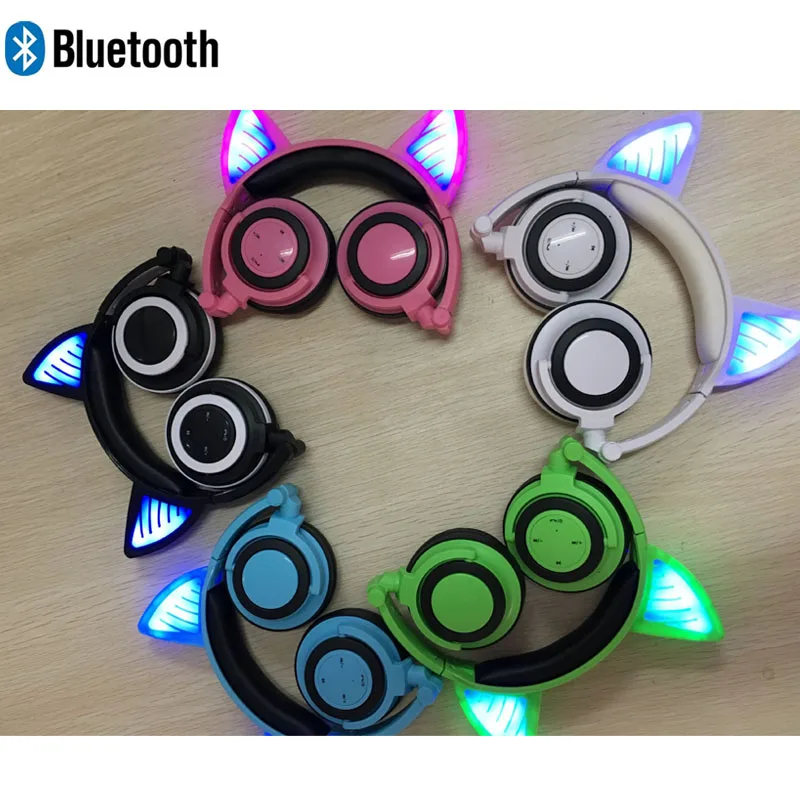 

Headphones Cat ear bluetooth headphone Cat ear Glowing LED light Handsfree bluetooth headset foldable gaming headphones for kids