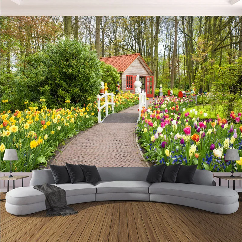 3D Wallpaper Beautiful Garden Path Landscape Photo Wall ...