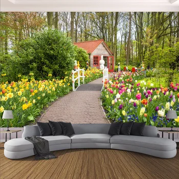

3D Wallpaper Beautiful Garden Path Landscape Photo Wall Murals Living Room Bedroom Home Decor Pastoral Background Wall Cloth 3 D