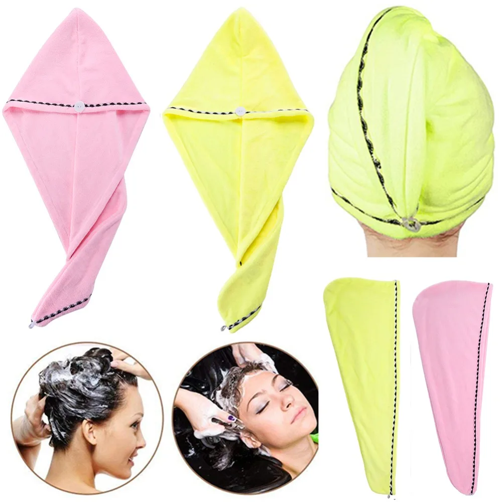 2 pack Microfiber Hair Turban Wrap Quick Fast Drying Towel Hair Cap