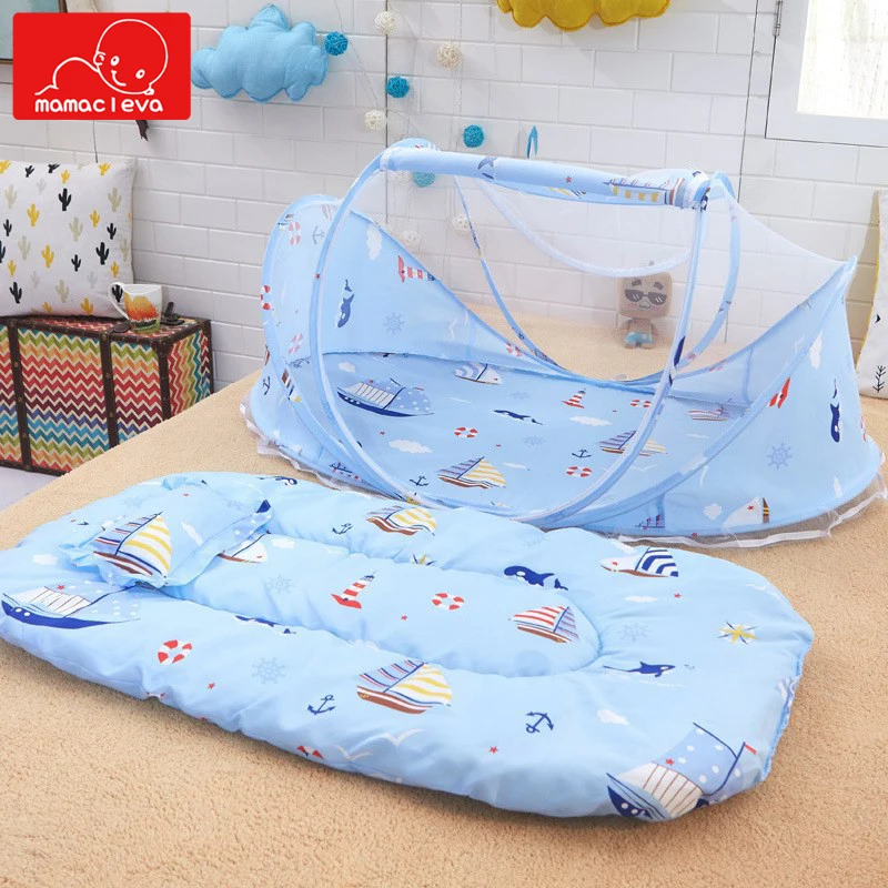 

MAMACLEVA Foldable Baby Bed Mosquito Net Portable Bedding Crib Netting Mat Pad Tent Bed Mattress Pillow Suit for 0-2 Years