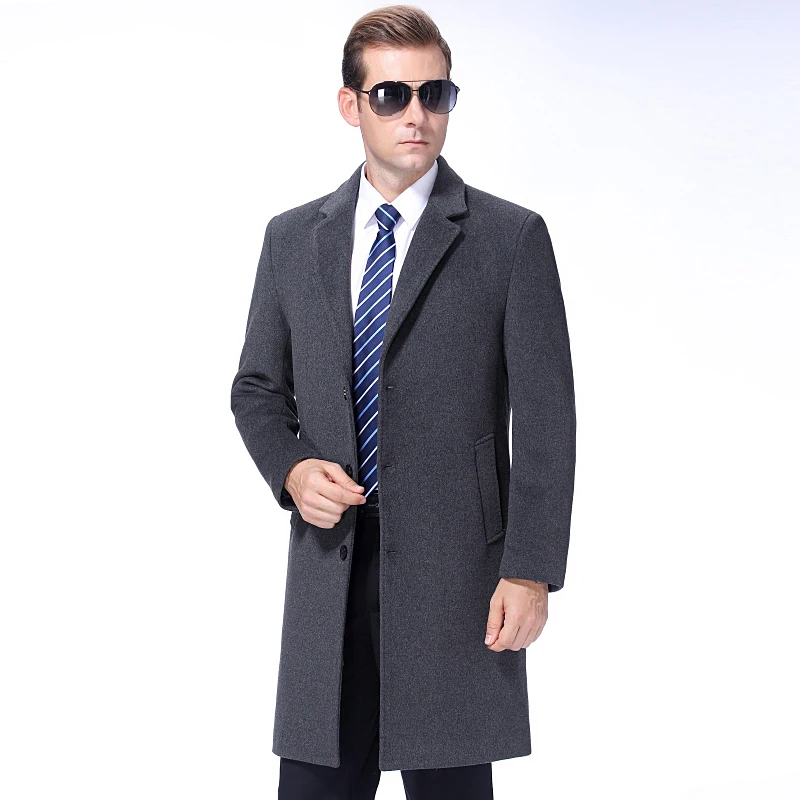 

Casual Wool Jackets Casual Men's Blend Collar Coats Full Winter For Male Long Overcoat Cashmere 3XL