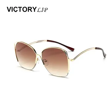

VictoryLip Oversized Big Size Frame Mirror bending Men Women Brand Design Sunglasses Fashion Lady Mirror Sun Glasses Male