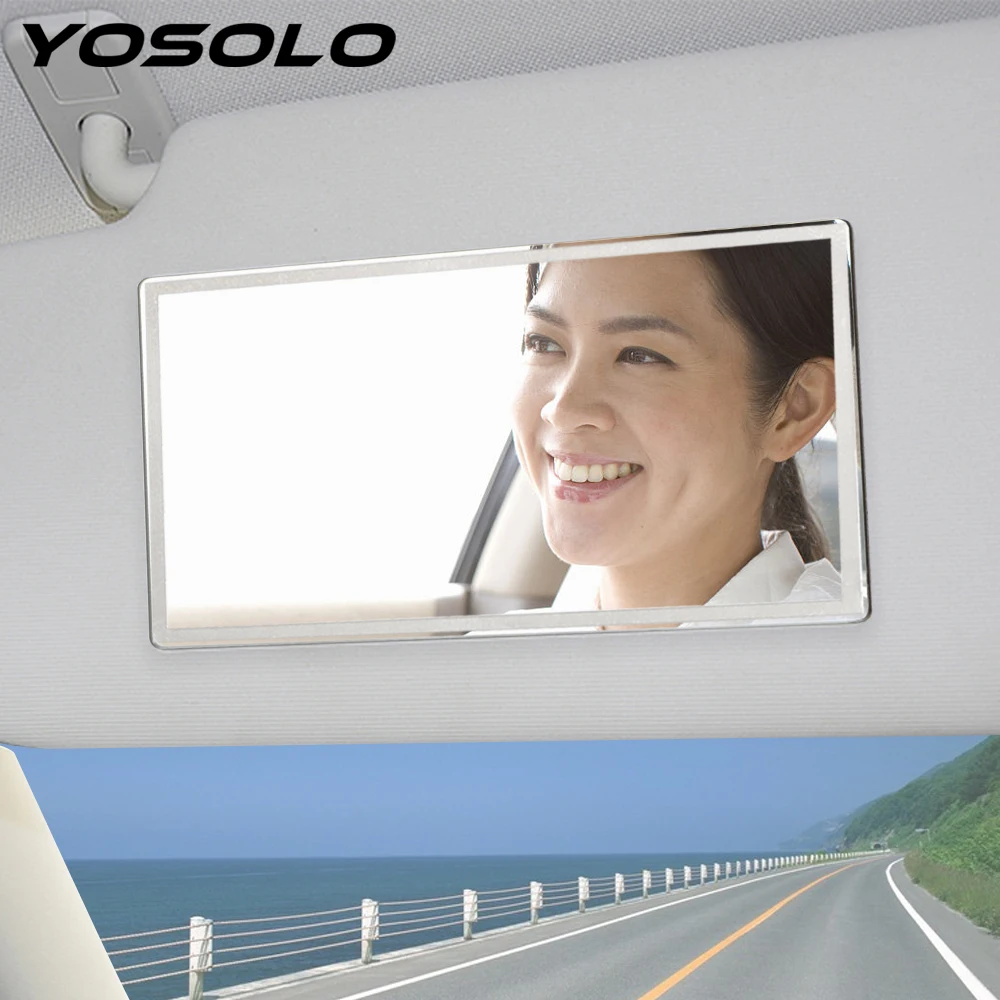 

YOSOLO Car Interior Mirror Portable Car Makeup Mirror Universal Stainless Steel Car-styling Auto Sun-Shading Visor HD Mirrors