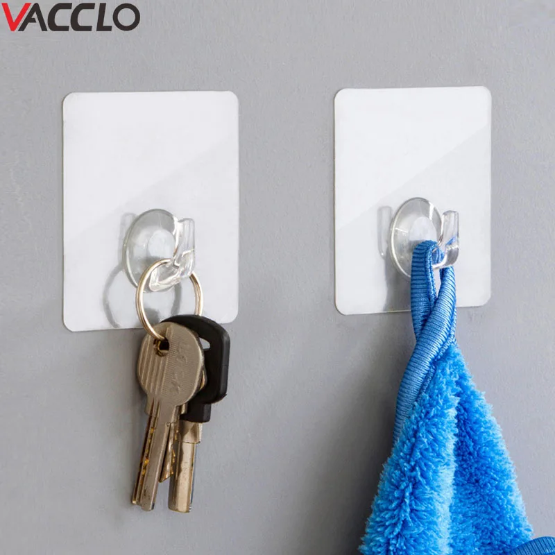 Vacclo 6 قطعة/المجموعة Traceless جدار تخزين هوك المطبخ حقيبة مفتاح لاصق السنانير المطبخ الحمام شماعات منشفة حامل المنظم أداة