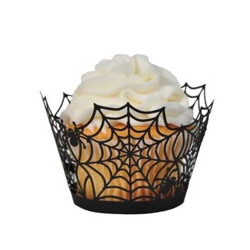 quality 24pcsset black spiderweb laser cut cupcake holder cake stand for wedding birthday party - Halloween Cupcake Holder quality 24pcsset black spiderweb laser cut cupcake holder cake stand for wedding birthday party - Halloween Cupcake Holder