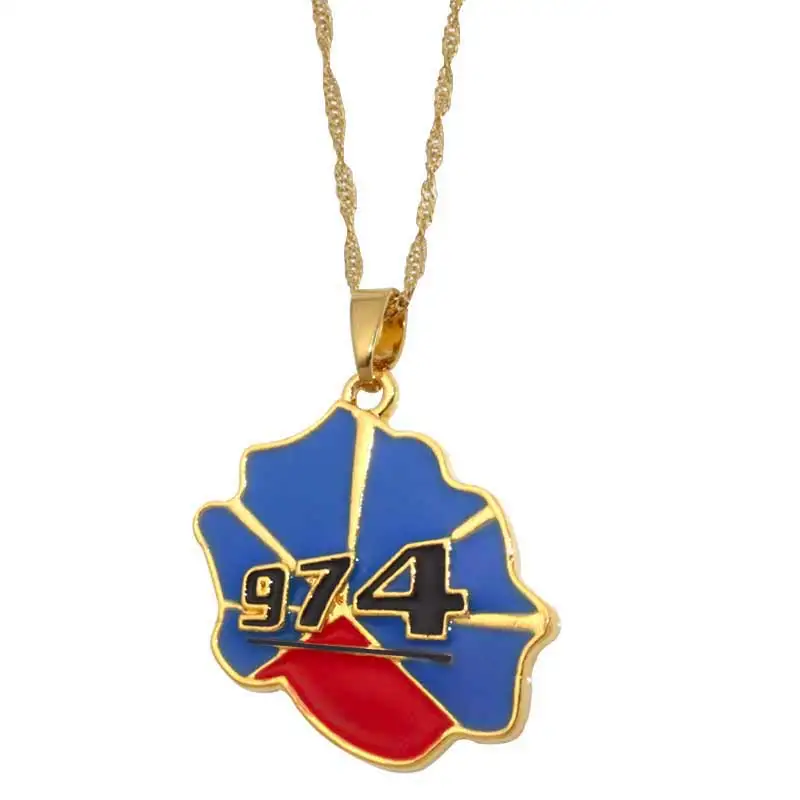 

zkd LA REUNION map pendant & necklace , country map la reunion jewelry