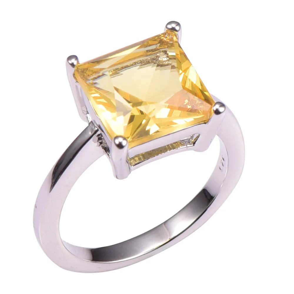 

Classic Style Yellow Crystal Zircon 925 Sterling Silver Wedding Party Fashion Design Romantic Ring Size 5 6 7 8 9 10 11 12 PR39