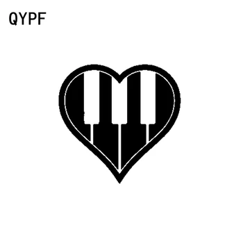 

QYPF 13.6CM*13.3CM Fashion Heart Love Piano Keys Music Musical Instruments Car Sticker Decal Vinyl C15-0715