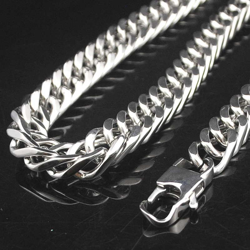 

55cm,10mm Chain Necklace 316L Stainless Steel Punk Long Necklace Men Jewelry Cuban Link chain KN024