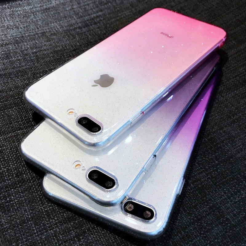 

Crispyfish Glitter Transparent Soft TPU Silicone Case For iPhone 7 8 Plus X XR XS MAX Ultra-thin Clear Cover Case For 6 6s