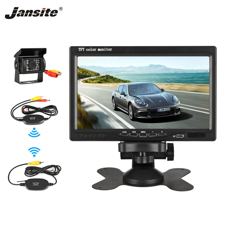 

Jansite 7" Wireless Car monitor TFT LCD Car Rear View Monitor Parking Assistance Night Vision 18 LED IR Waterproof Backup Camera