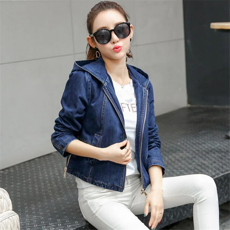 

CUHAKCI Autumn Winter Women Jacket Vintage Basic Coat Denim Jacket Zipper Loose Casual Short Windbreaker Female Coats M-XXL
