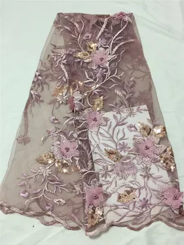 

YG-419 fashionable sequins tulle embroidery french net lace fabric for party dress