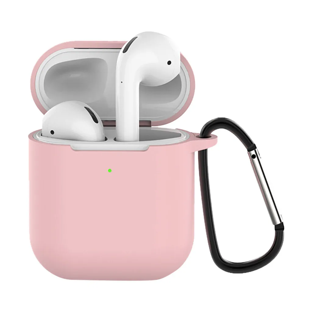 For AirPods Silicone Cover Case Anti-lost Protective Cover Skin Case for Apple AirPods 2 with Ear Hook And No Ear Hook
