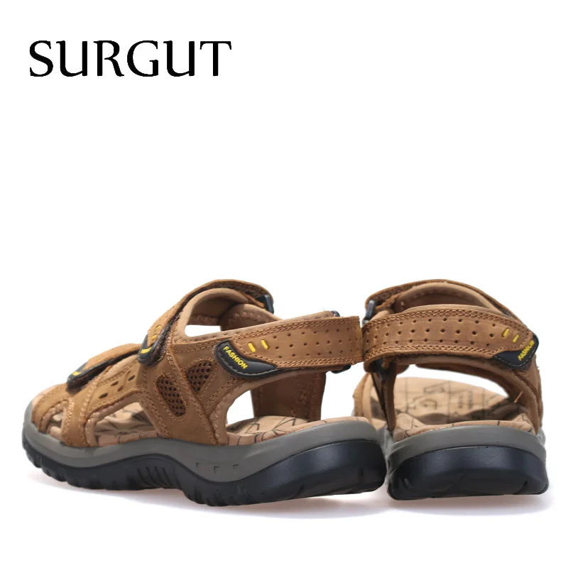 SURGUT Hot Sale New Fashion Summer Leisure Beach Men Shoes High Quality Leather Sandals The Big Yards Men's Sandals Size 38-45