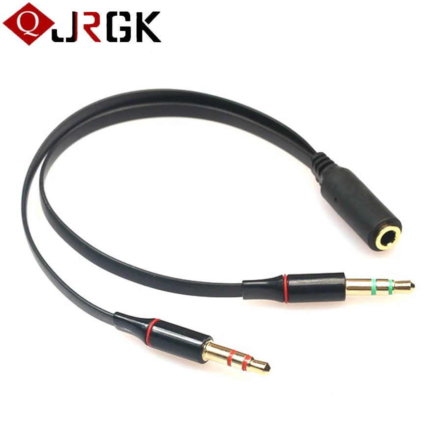 3.5mm Jack Microphone Headset Audio Splitter Cable Female to 2 Male