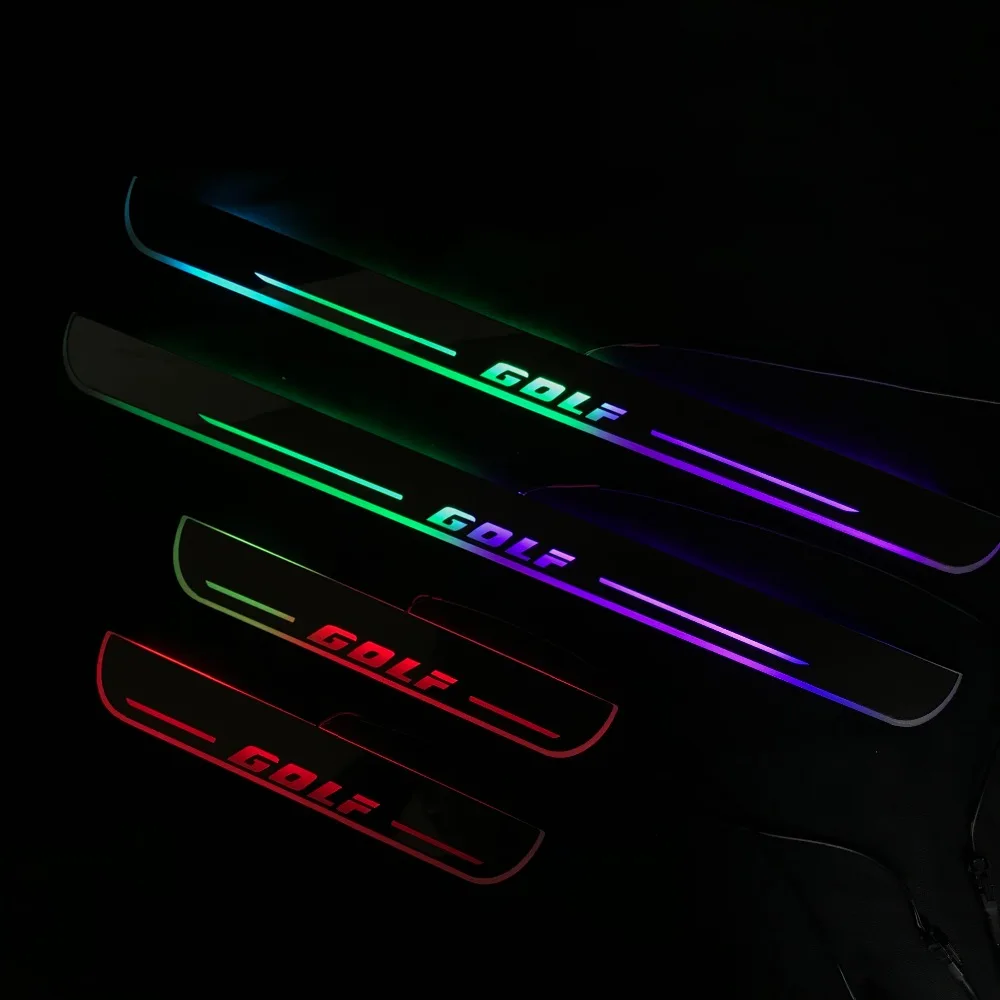 RQXR led движущиеся двери потертости для Volkswagen golf 4 5 6 7 динамический порог пластина плоский накладной поток/натюрморт свет, 4 шт