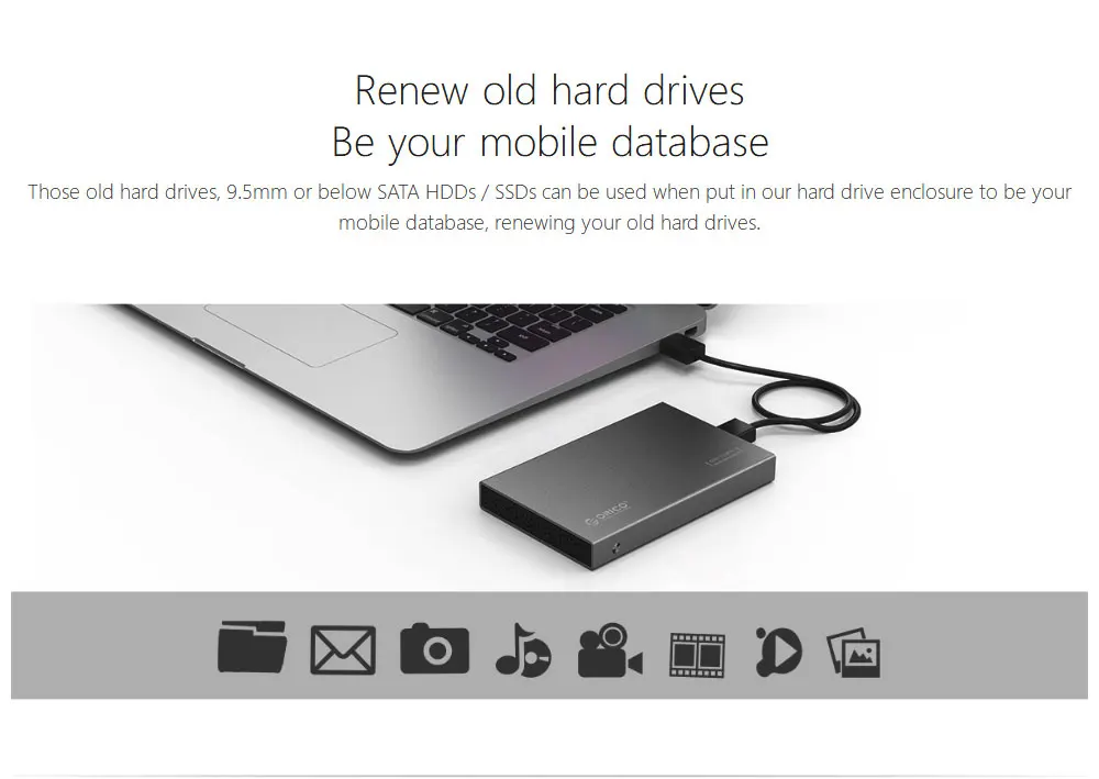 ORICO 2518S3 Алюминий 2,5 SATA коробка для жесткого диска HDD жесткий диск SSD Внешний чехол USB3.0 5 Гбит/с Поддержка 7 мм и 9,5 мм, цвета: серый, серебристый