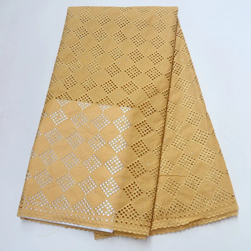 

Gold Cotton Dry Lace Fabric Swiss Voile With Stone african Swiss lace High Quality Swiss Voile Lace Fabric In Switzerland TY198