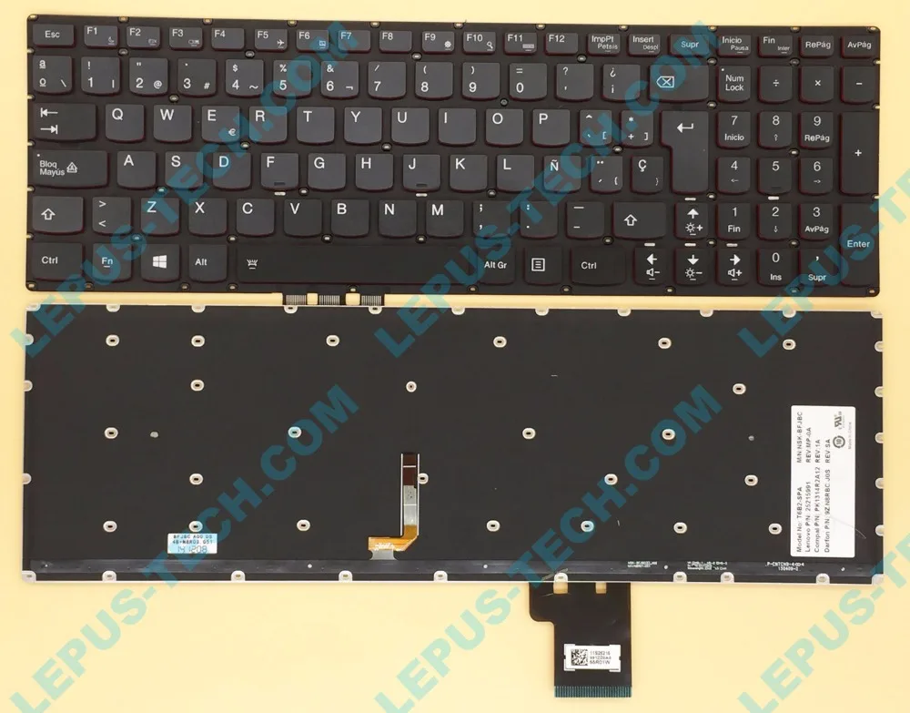 

Original SP Spain keyboard for LENOVO Y50-70 Y70-70 U530 keyboard with backlight red backlight