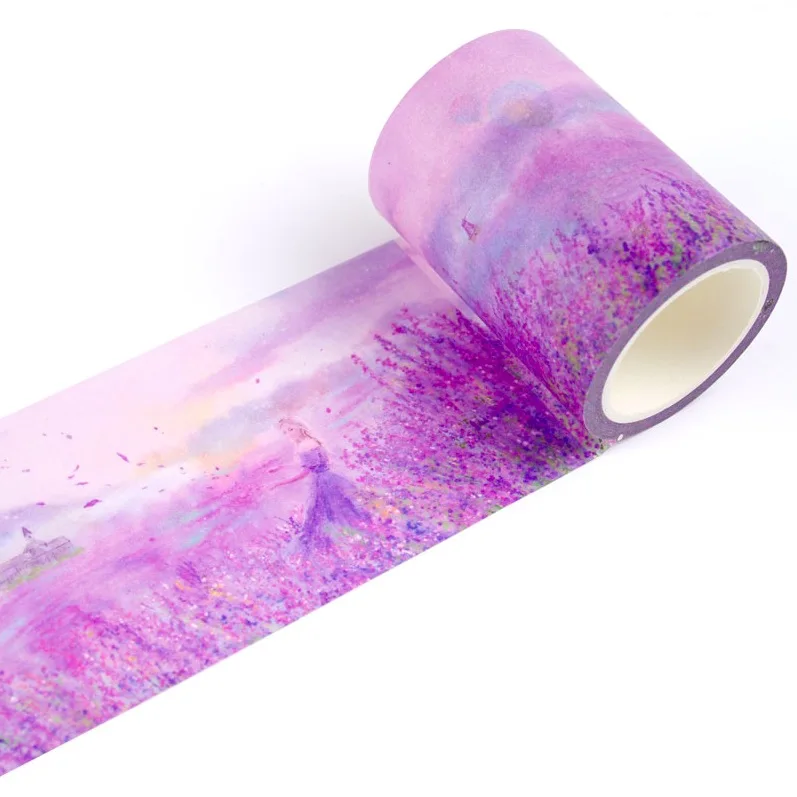 6cm*7m Purple Lavender Wide Romantic Scenery Paper Washi Tape Decor Masking Tape Colorful